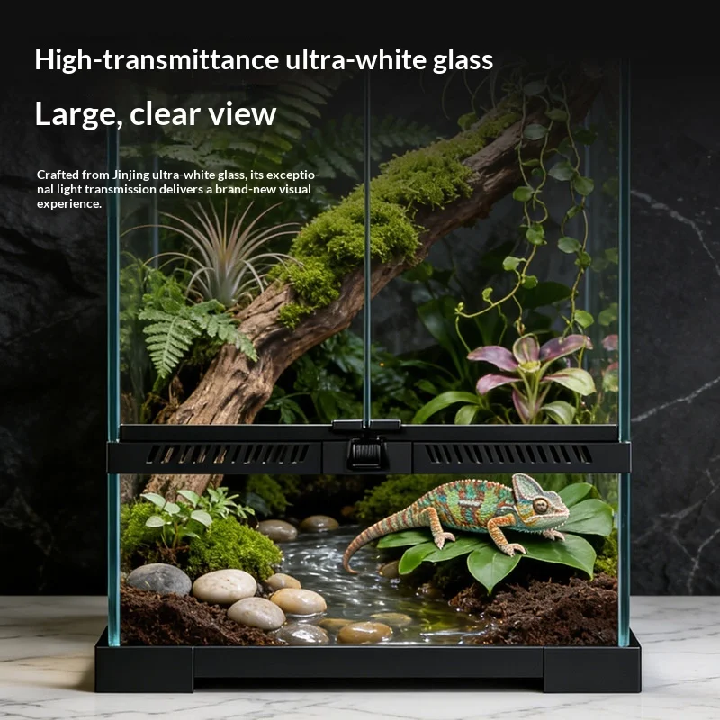 Climbing Pet Glass Tank Rainforest Tank Terrarium Leopard Gecko Land Tortoise Pet Snake Eco Landscaping Reptile Tank Stackable