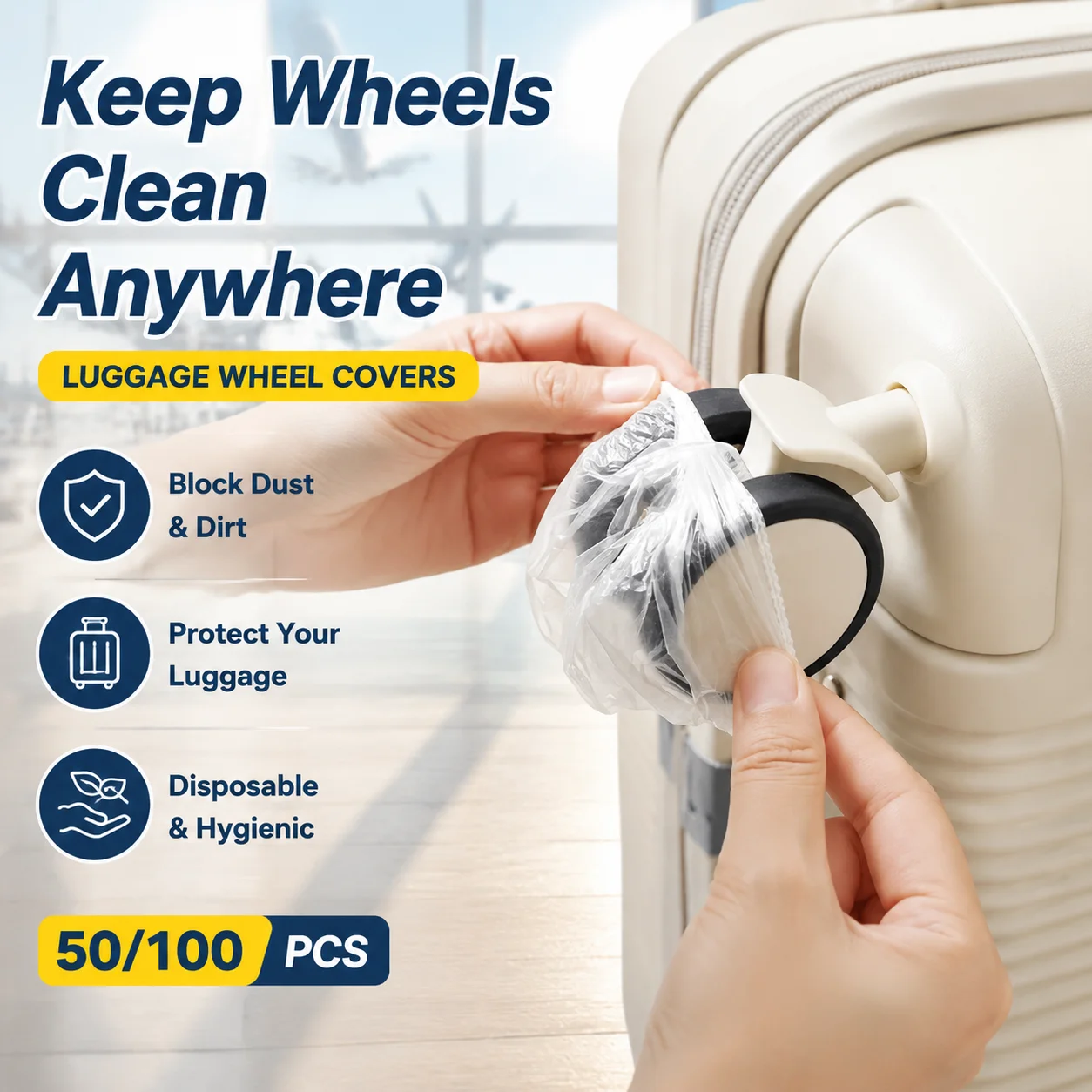 Luggage Wheel Covers Dust Protection, 50/100pcs Disposable Suitcase Wheel Protector Travel Accessories