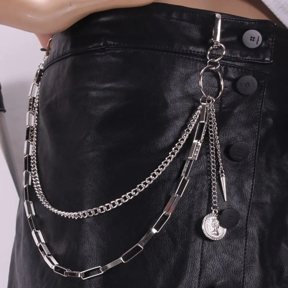 

Jewelry Gift Double Layer Jeans Chain Harajuku Style Heart Punk Pants Chain Female Belt Chain Metal Waist Chain Hollow Cross