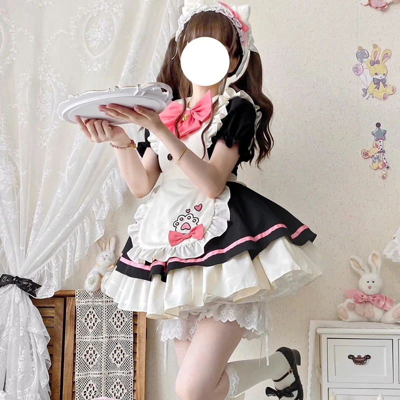 

The Cat Restaurant Cosplay maid lovely sweetheart Cosplay Two ponytail maid Costume Halloween suit H