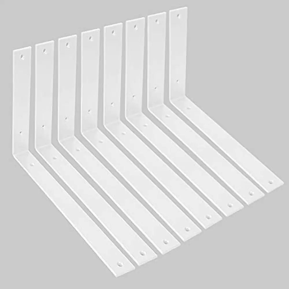 12 Inch Heavy Duty L Brackets Shelves Rustic Wall Bracket Support DIY Open Shelving 110LB Max Load 4 Pack White Shelf Brackets