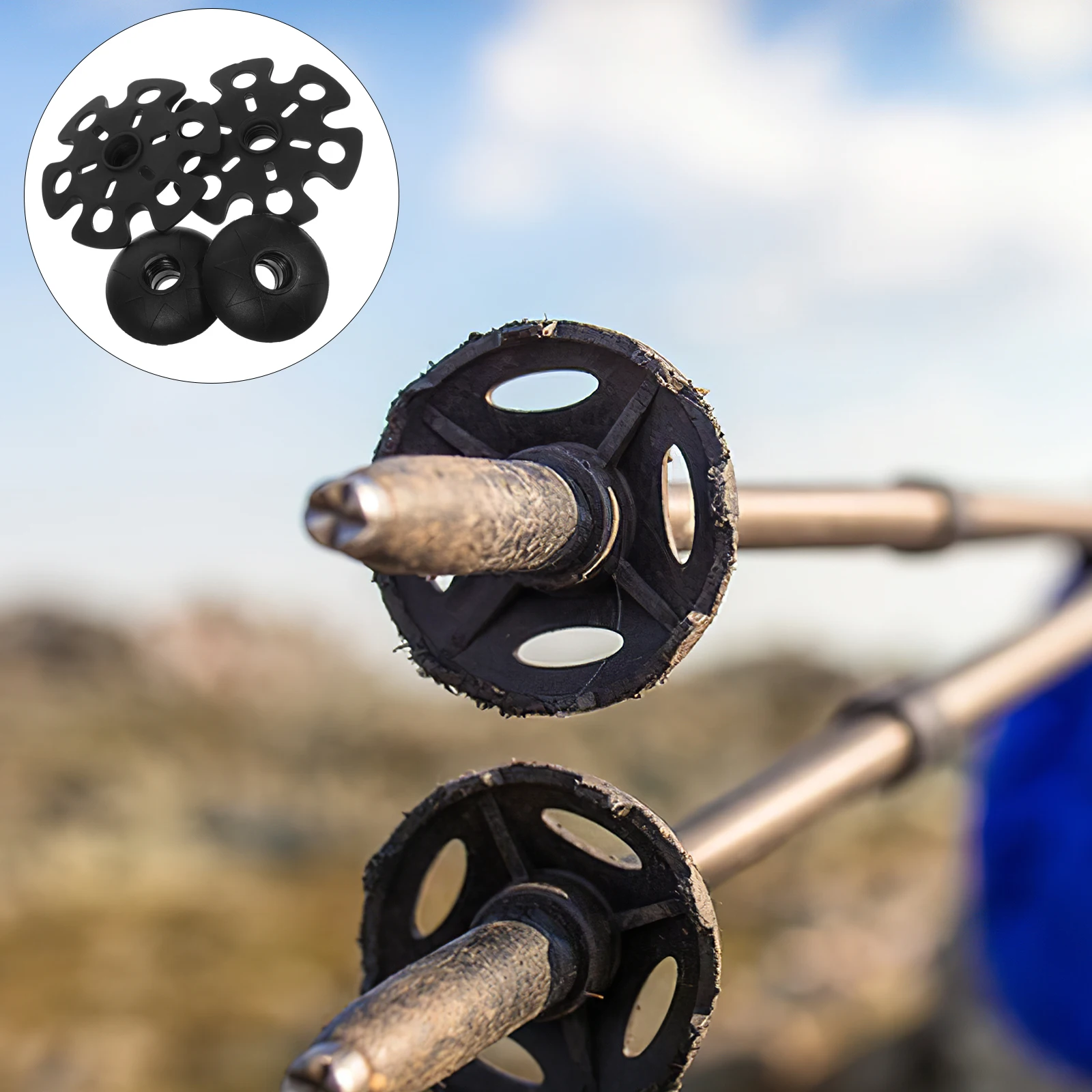 

4Pcs Mud Snow Trekking Pole Tips Protector Large Area Anti Sink for Hiking Walking Stick Accessories Snowflake Disk Foot Cover