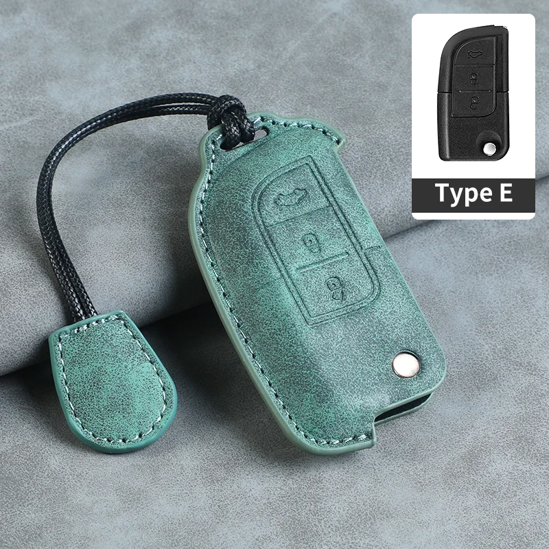 Leather Car Key Case Cover For Changan CS75 Eado CS35 Raeton CS15 V3 V5 V7 Remote Key Protective Shell Fob Keychain Accessories