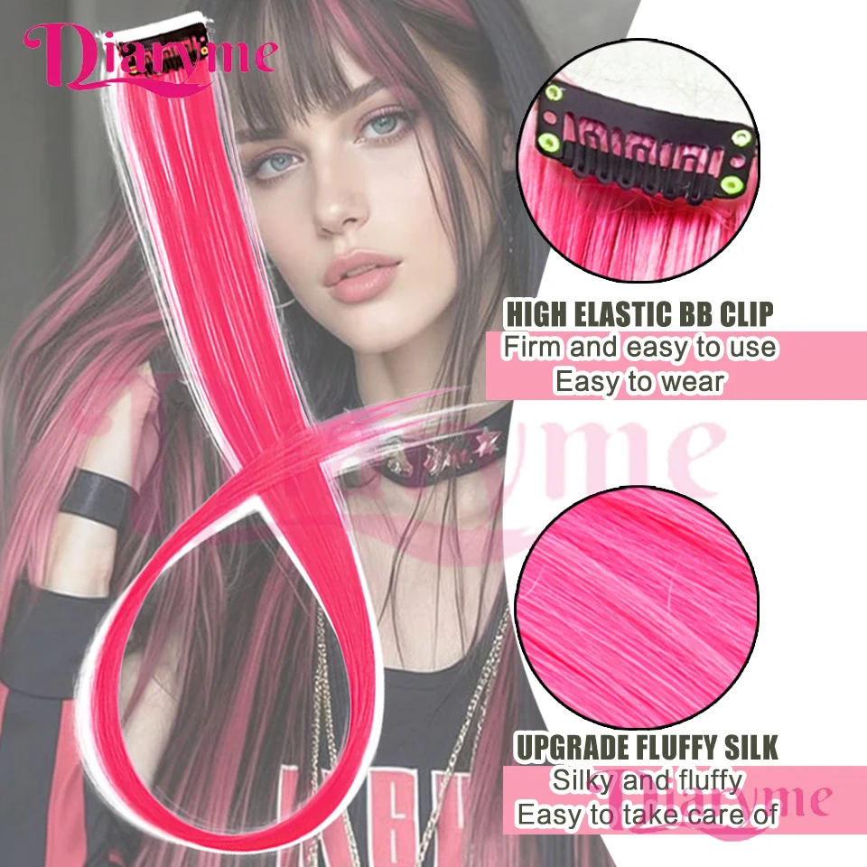 Perruque d'extension de cheveux synthétiques de couleur, 5 pièces, Style Clip BB, adaptée aux filles et aux dames, vêtements de vacances