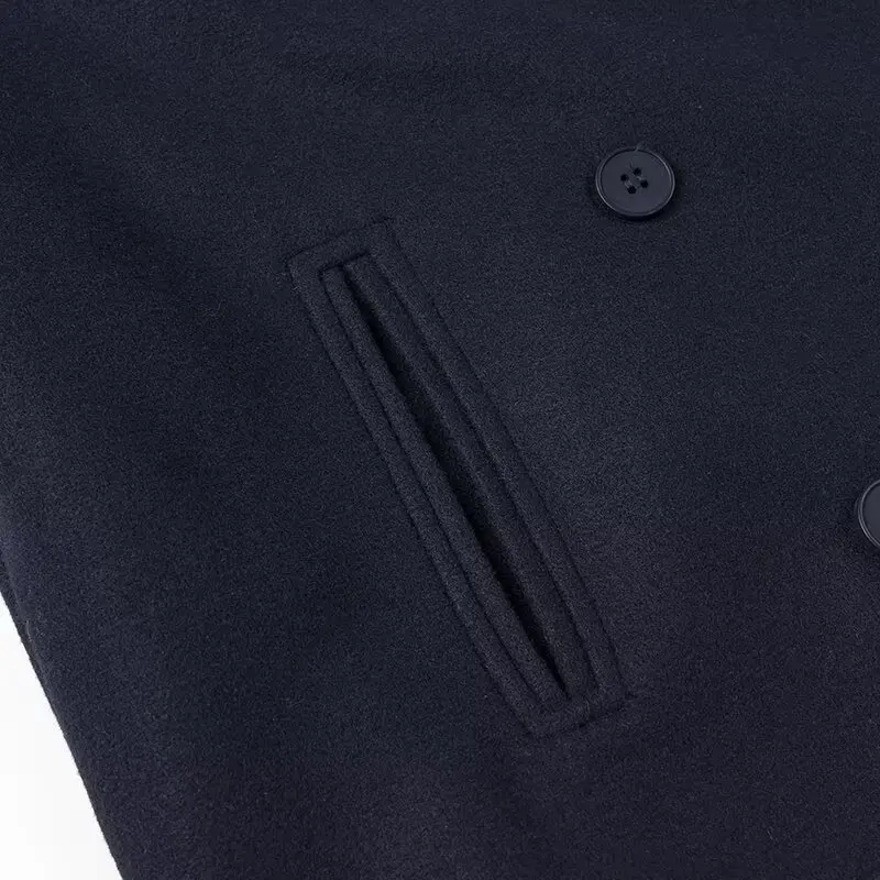 秋冬の女性のウールのコートカジュアルダブルブレストターンダウン襟女性ショートジャケット女性ルーズアウターストリートウェア