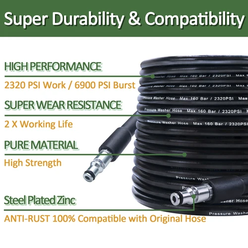Imagen 2 del producto Manguera de limpieza de agua para lavadora de coche de alta presión, cable de tubo, manguera de extensión para lavadora de alta presión, manguera de agua para Patriot Daewoo, 10m