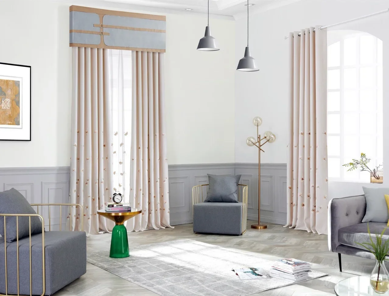 

Curtains for Living Dining Room Bedroom Nordic Literary Style American Country Style Embroidered Blackout Sheer