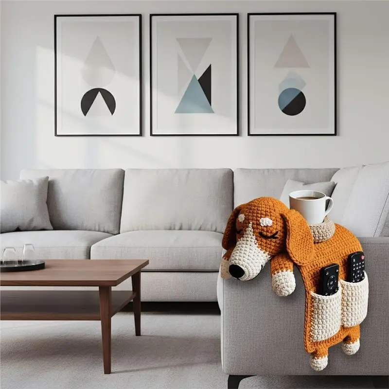 GYTB-الكروشيه الكلب للعلبة عن بعد، الهاتف، المشاغبين، علاج كأس حامل وظيفة القط الكلب سلة التخزين الذراع المنظم #6