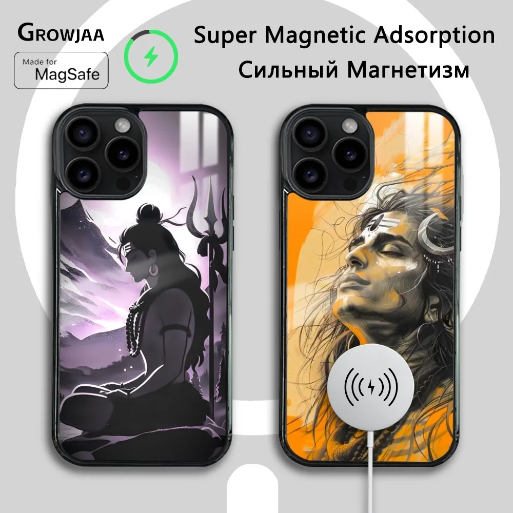 

Lord Shiva Hindu God Phone Case For iPhone 16 15 14 13 12 11 Pro Max Plus Mini Magsafe Mirror Wireless Magnetic Cover