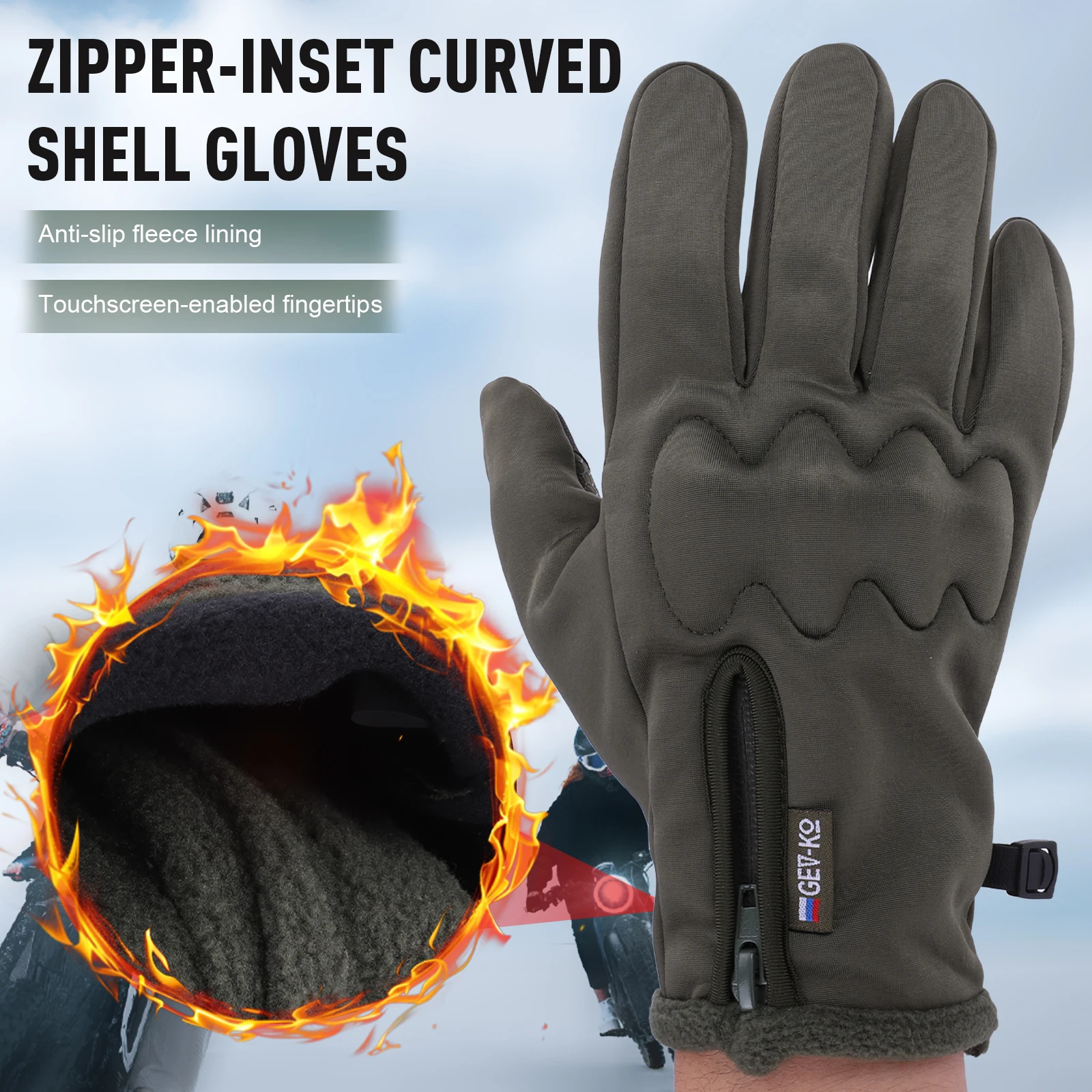 قفازات ركوب الدراجات النارية شتوية من الصوف الحراري مبطنة بشاشة تعمل باللمس قفازات تزلج لركوب الدراجات الشتوية لقيادة الدراجات النارية