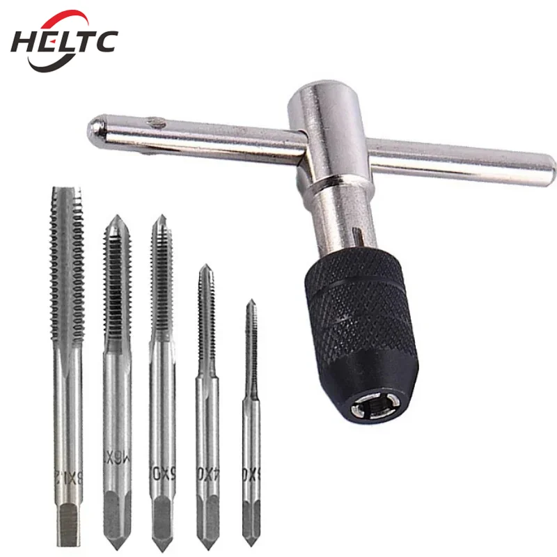 1/5/6PCS Professional Adjustable T-Handle Ratchet Tap Holder Wrench M3-M12 Tapping Screwdriver Wrench Thread Tapping Hand Tool