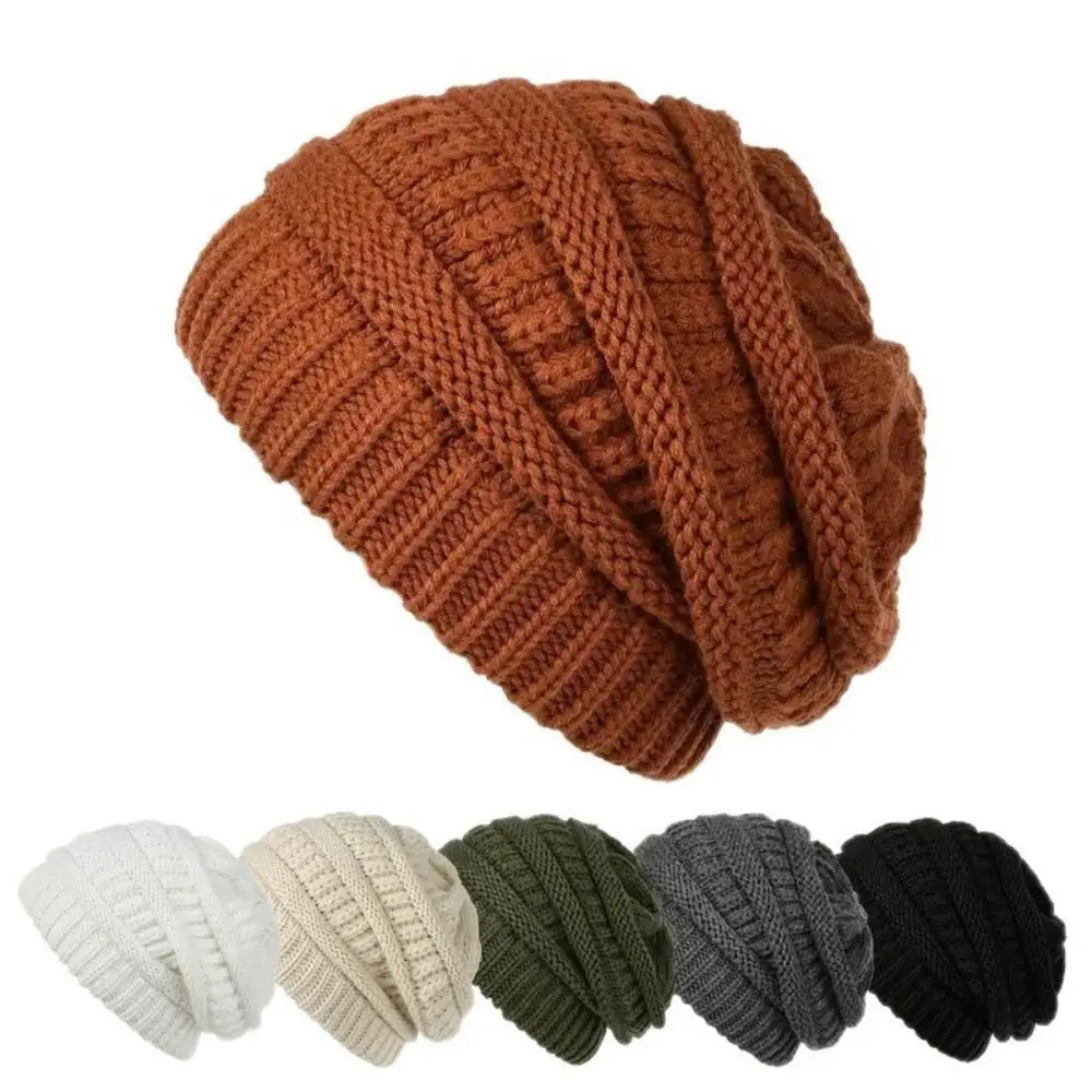 

Stylish Solid Color Warm Knitted Hat Windproof Without Brim Knit Slouchy Beanie Versatile Keep Warm Winter Knit Beanies Casual