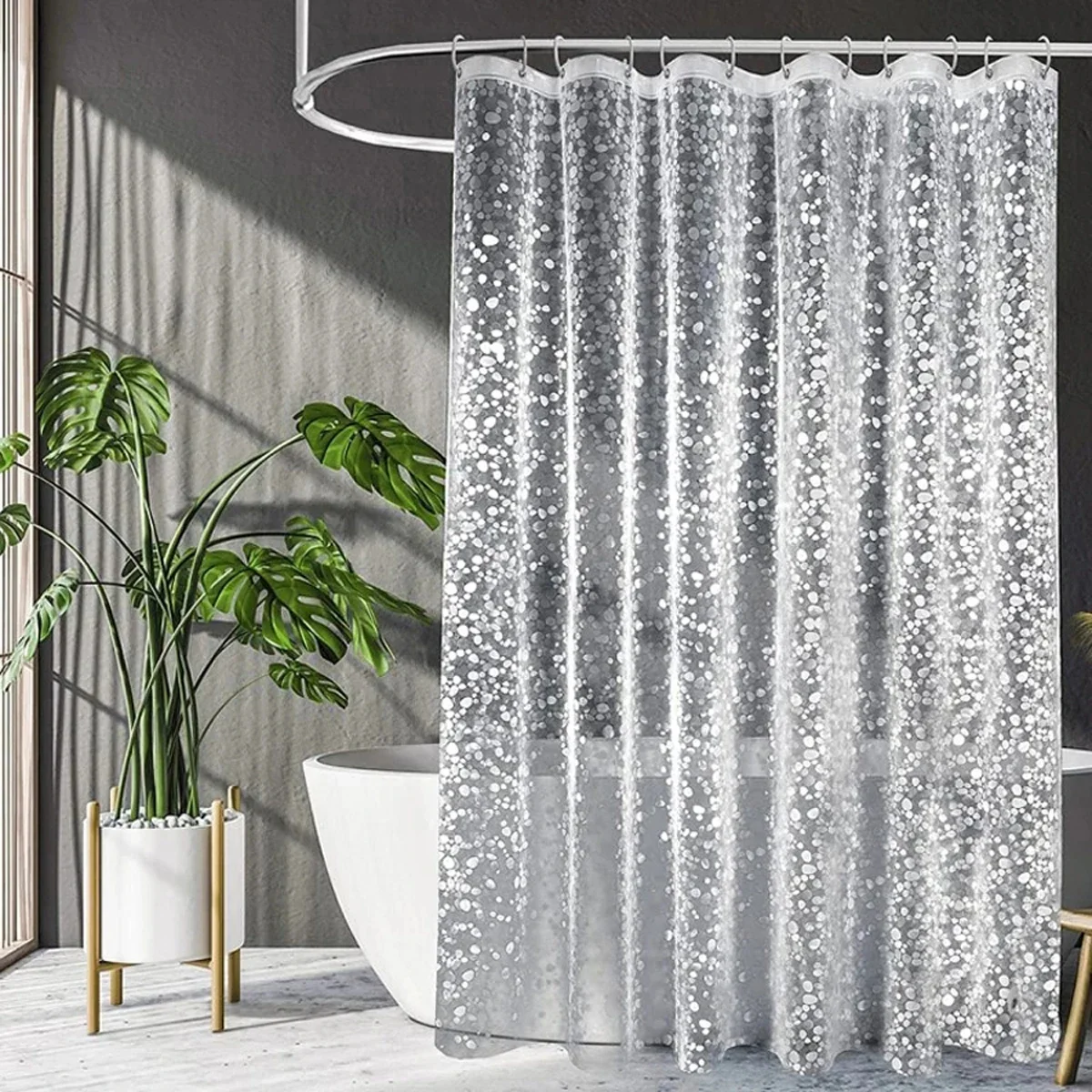 

PEVA Pebble Shower Curtain Transparent Lining Waterproof Bathtub Bathing Cover Cobblestone Bathroom Bath Curtains Liner