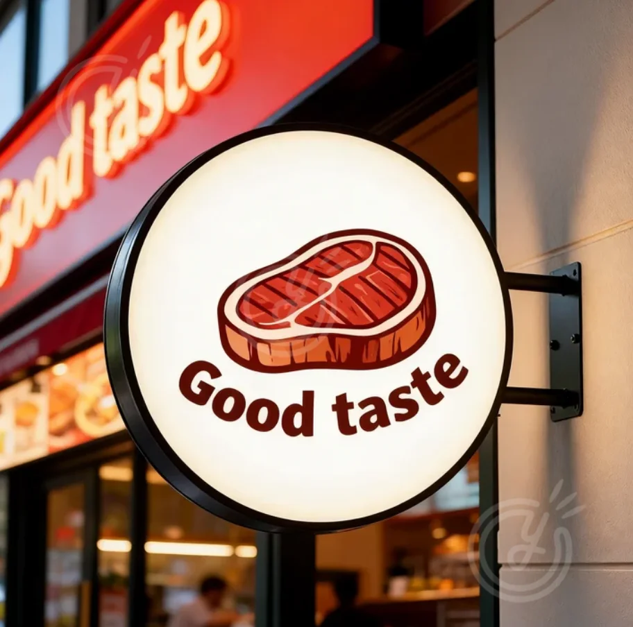 

Custom Business Sided LED Lightbox Sign Personalized Art Deco Wall Light Up Advertising Good TasteSignage Outdoor Illuminated