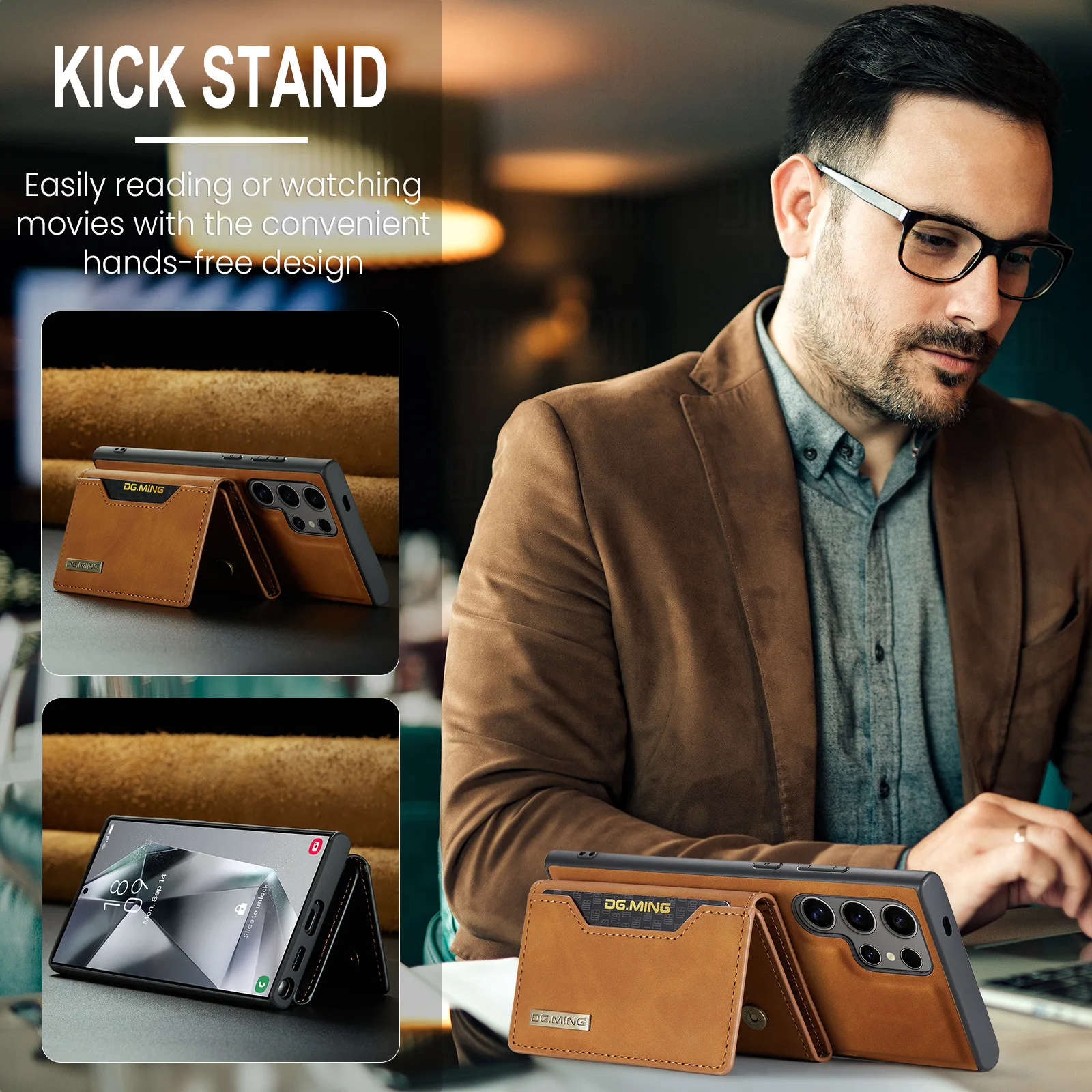 Para samsung galaxy s23 s24 ultra s22 s21 s20 plus a55 a35 a34 a54 a24 2 em 1 cartões magnéticos destacáveis resolver capa carteira de couro