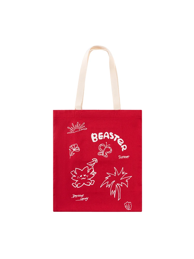 beaster-soft-canvas-star-pattern-single-shoulder-bag-trendy-red-logo-print-fashion-accessory-for-men-and-women