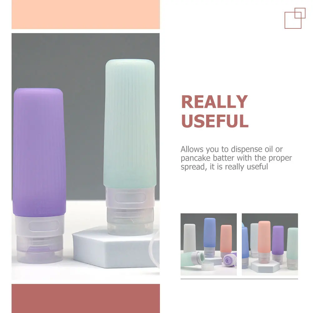 4Pcs Reusable Silicone Squeeze Bottles Travel Lotion Containers Portable Toiletries Dispensers for Makeup Remover and Toner