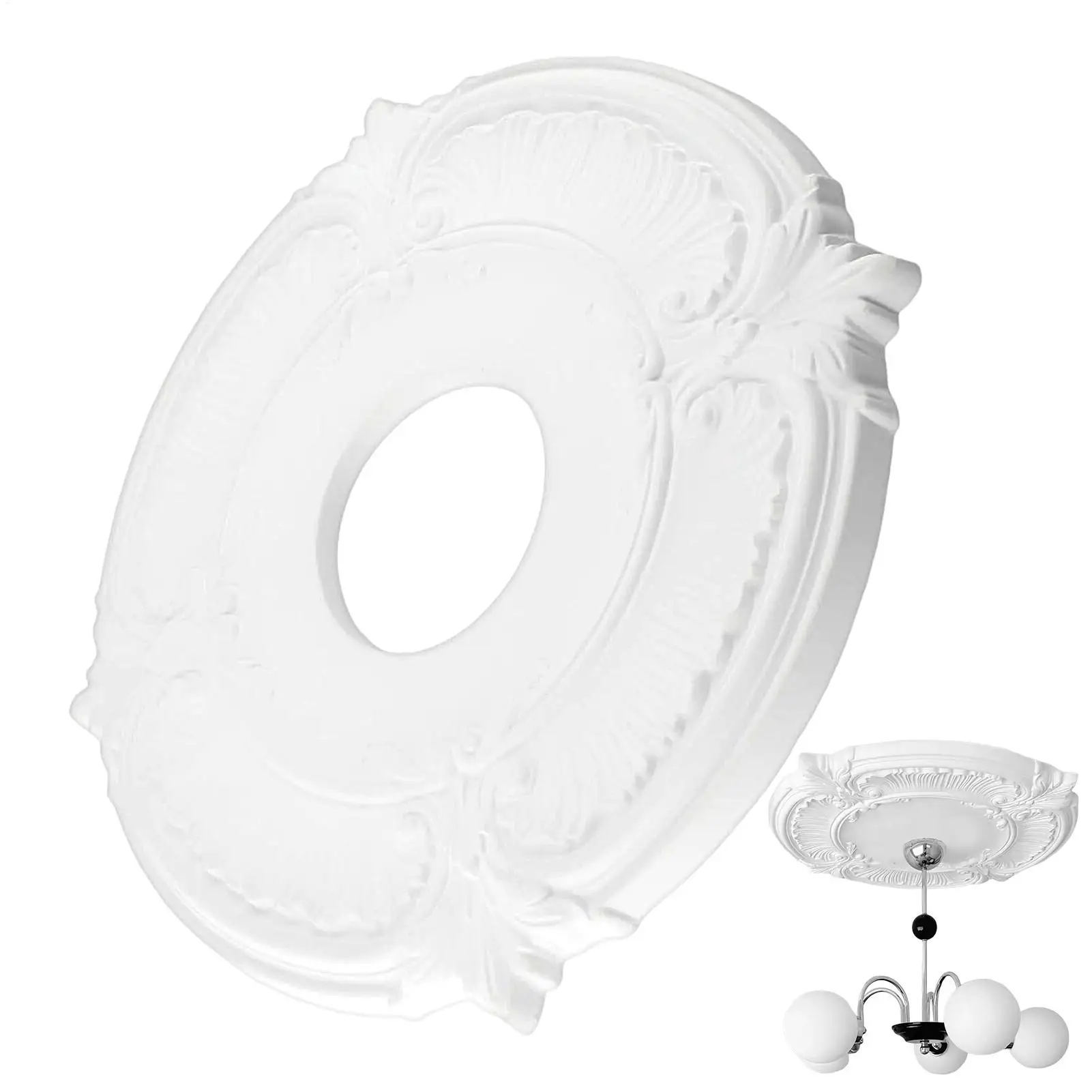 12in Split Medallion For Ceiling Light Chandelier Base Disc Round PU Decorative Ceiling Fan Lamp Cover Split Plate Elegant Trim