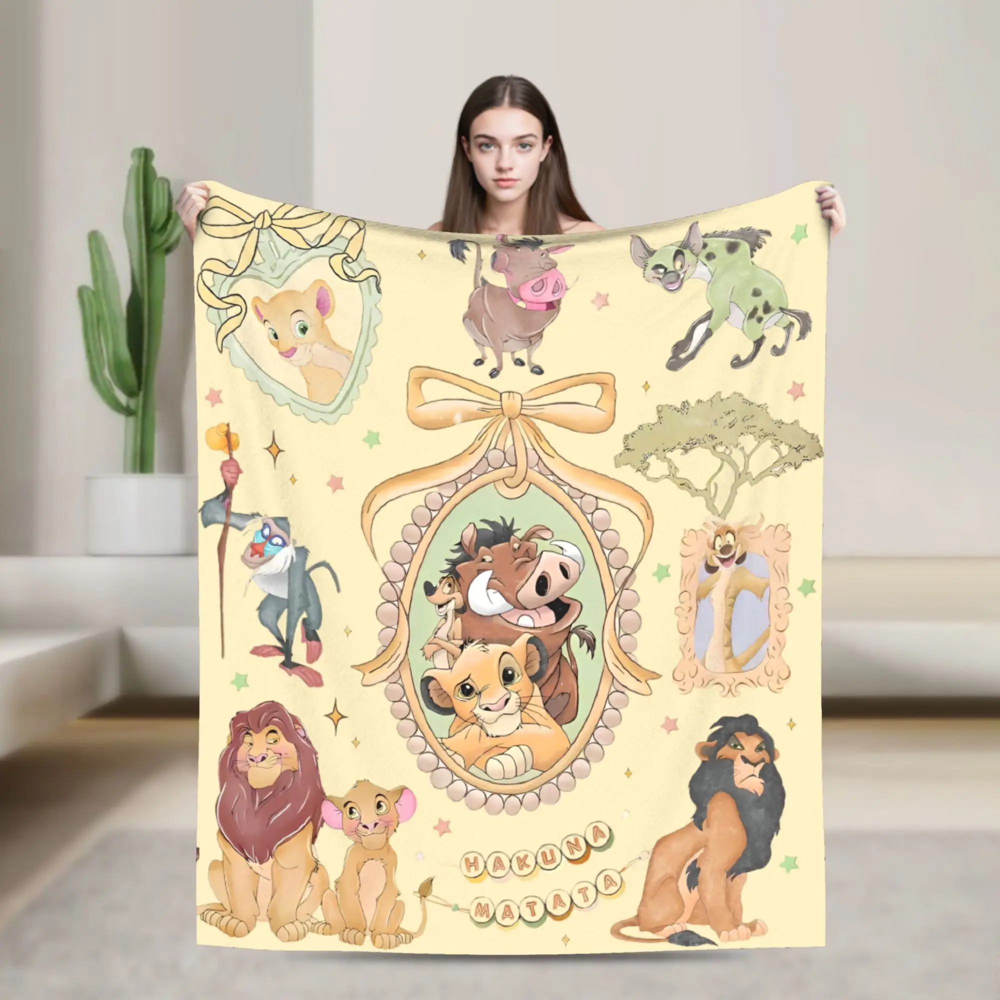الرجعية الانحناء هاكونا ماتاتا الأسد الملك سيمبا بطانية الفانيلا سوبر لينة رمي البطانيات لسيارة أريكة الأريكة السرير البساط