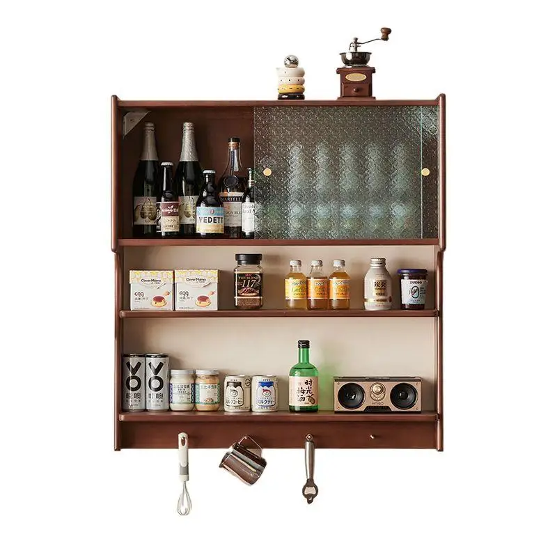 Solid Wood mounted Wall Cabinet, Kitchen Cabinet, Wall Locker, Dining Side Cabinet, Wall-mounted Suspended Locker