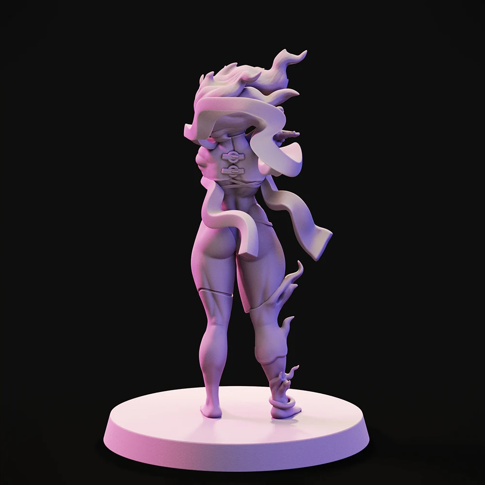 Sexy Fuoco Genasi Fighter 1/24 Bilancia Figura In Resina Modello Kit Diorama Smontato Non Verniciato Bambola 3D Stampa FAI DA TE Statua Artigianato Giocattolo