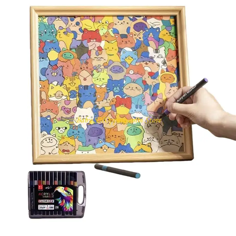 

23GD （1 Pack Hand-Painted Coloring Puzzle Puzzle with Colored Markers, for Kids Ages 6-12, Educational Activity for Family