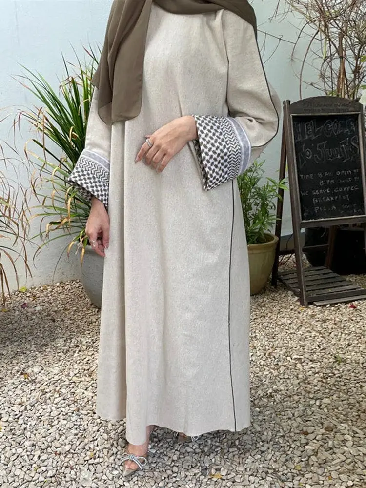 Ramadan Linen Kaftan Dubai Abaya Islam Muslim Modest Dress Kaftan Abayas For Women Kebaya Caftan Marocain Robe Femme Musulmane