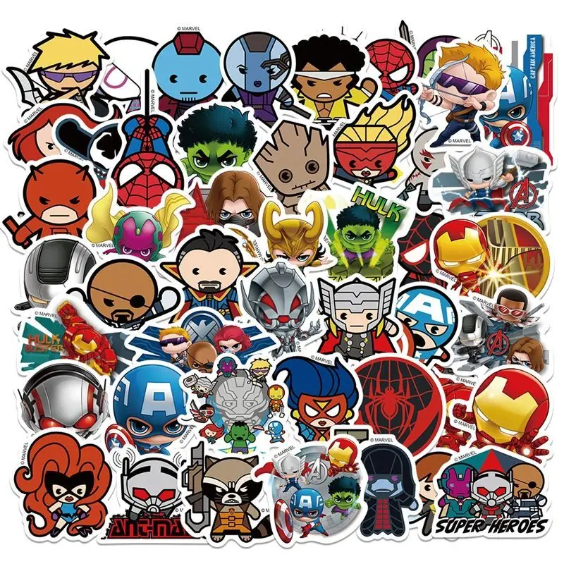 Marvel Peripheral Avengers Series Cartoon Personality Creative Mobile Phone and Computer Waterproof No-Glue Decorative Stickers