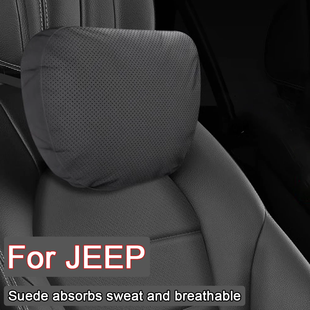 Car Neck Pillow Soft Suede Breathable Headrest Neck Support Pillows For JEEP Renegade Patriot Compass Wrangler Grand