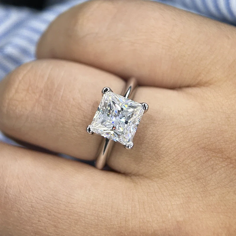 FCGJHW 1-4Carat Princess Cut Moissanite Rings S925 Silver GRA Certified Lab Diamond Solitaire Wedding for Women Gift Jewelry