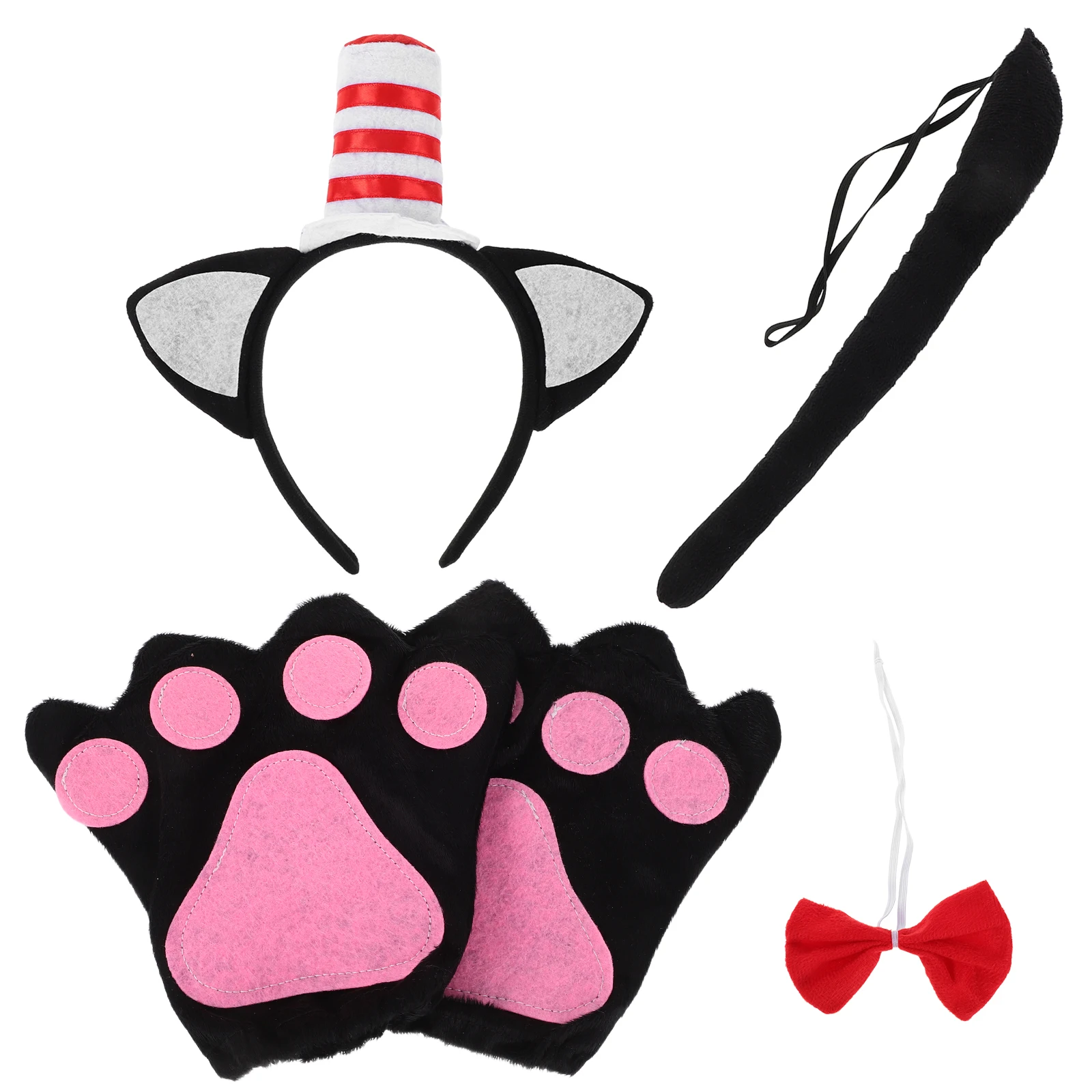 

1 set Cat Costume Prop for Kids Lightweight Halloween Party Cosplay Set Kitten Ears Headband Animal Face Hairband Cute