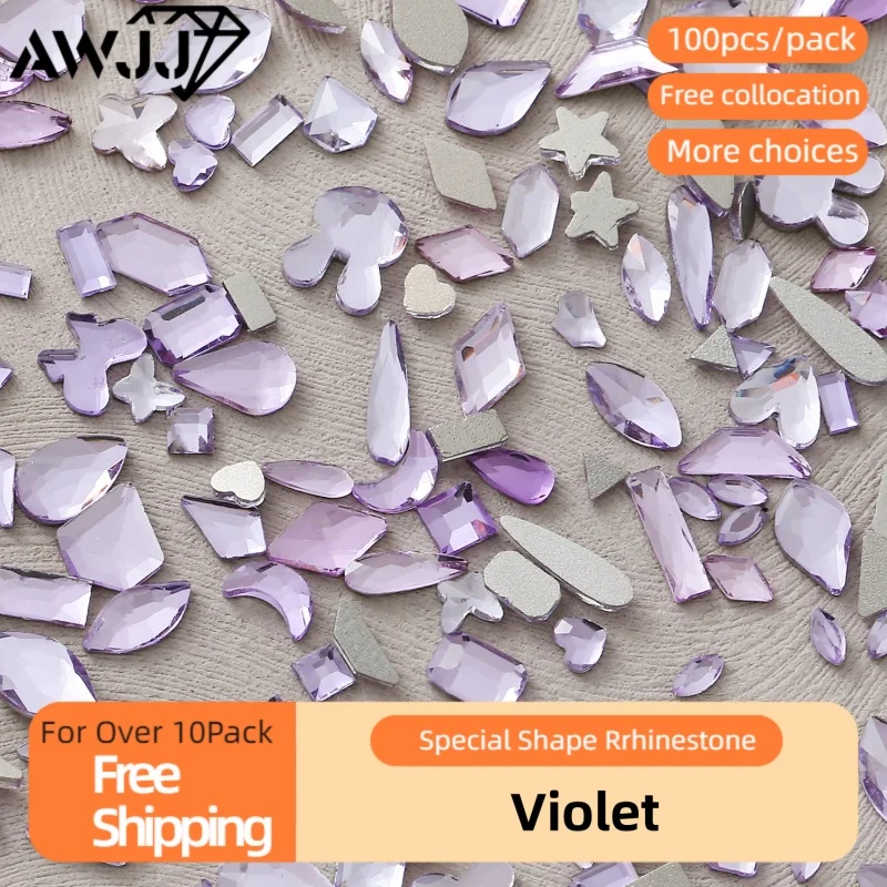 100pcs High End Violet Nail Diamonds: Precision Cut Polished to Perfection Ensuring Long lasting Durability Nail Art Rhinestone