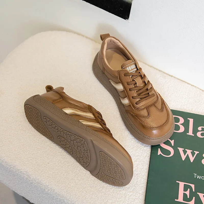 Sapato único casual e minimalista para mulheres, sapatos planos antiderrapantes elegantes com cadarço, nova temporada 2025