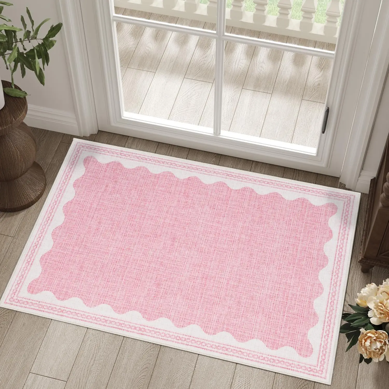 Rectangular Pink Door Mat  Simple Design  Entrance Bedroom  Kitchen Carpet Anti Slip Mat  Home Living Room Decoration  Rug