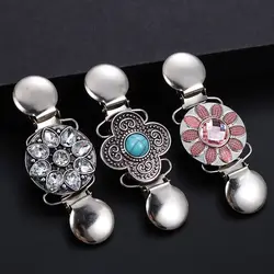 New Fashion Pin Cardigan Clip Women Elegant Crystal Shawl Brooch Duck Clip Clasps Vintage Clothing Clips