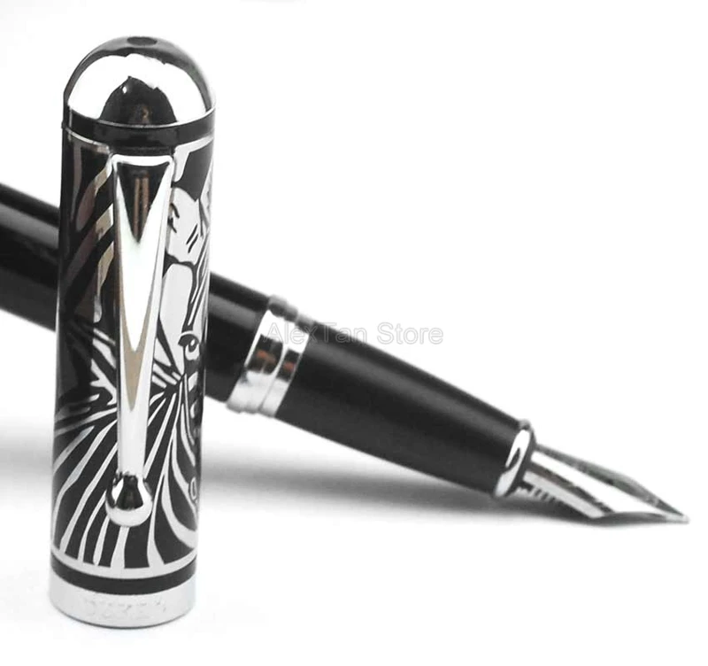 

Duke 960 Classic Black & Silver Zebra Fountain Pen M Nib 0.5mm For Nostalgic Writing Ink Pen