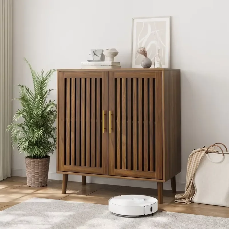 Sideboard Buffet Cabinet with Storage Farmhouse Buffet Cabinet with Louvered Doors Coffee Bar Cabinet for Kitchen Living Room
