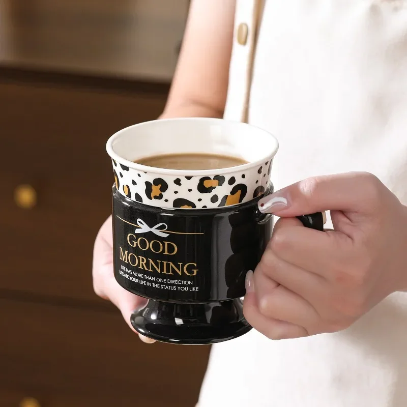 European-Style Ceramic Stemmed Mug - Ideal for Office Water, Coffee & Breakfast, a Perfect Gift for Women