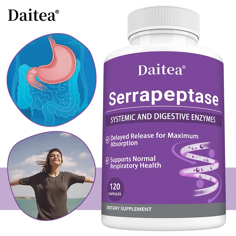 

Serrapeptase Capsules, with Digestive Enzymes, Help Support Digestive Health, Promote Intestinal Health and Digestion