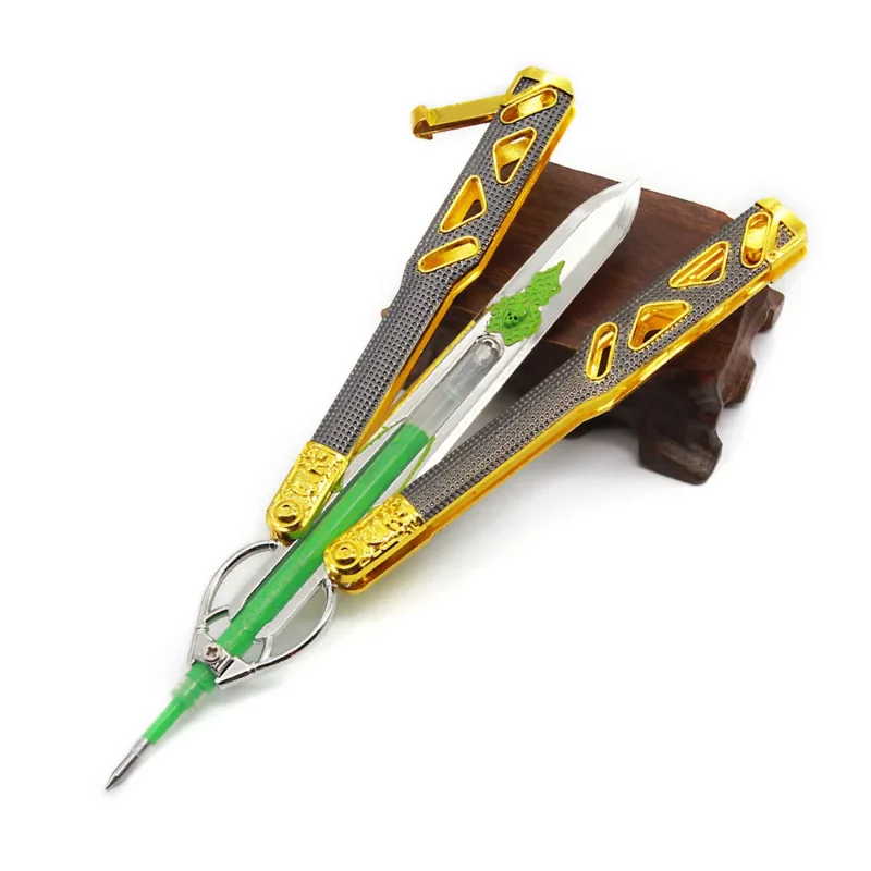 قلم جل Balisong للأسلحة ، سلاح معدني ، سكين فراشة ، لعبة مجسمة ، إكسسوارات أنيمي ، إكسسوارات كوسبلاي