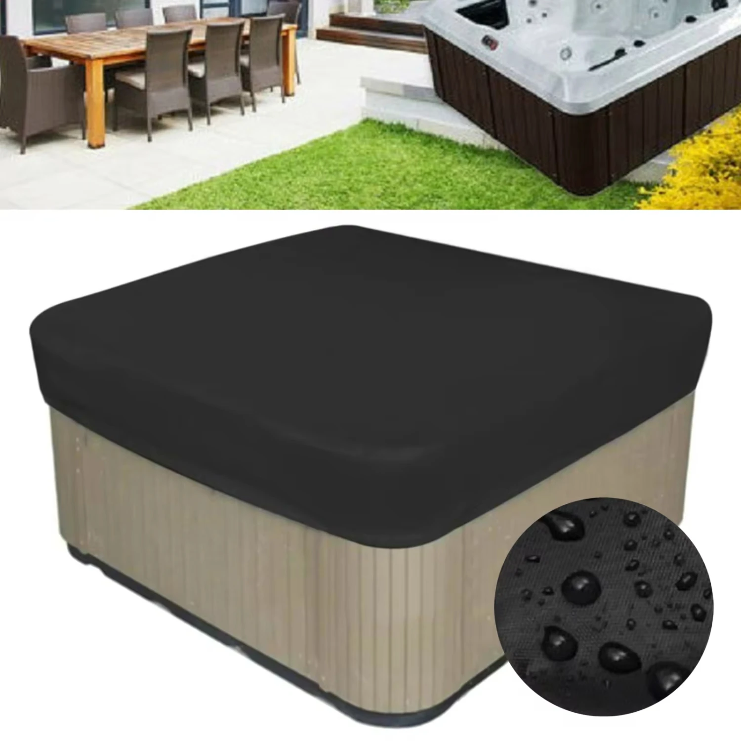 200x200cm SPA Pool Hot Cover Protector - UV Resistant Waterproof Dust-Proof Rain Protection