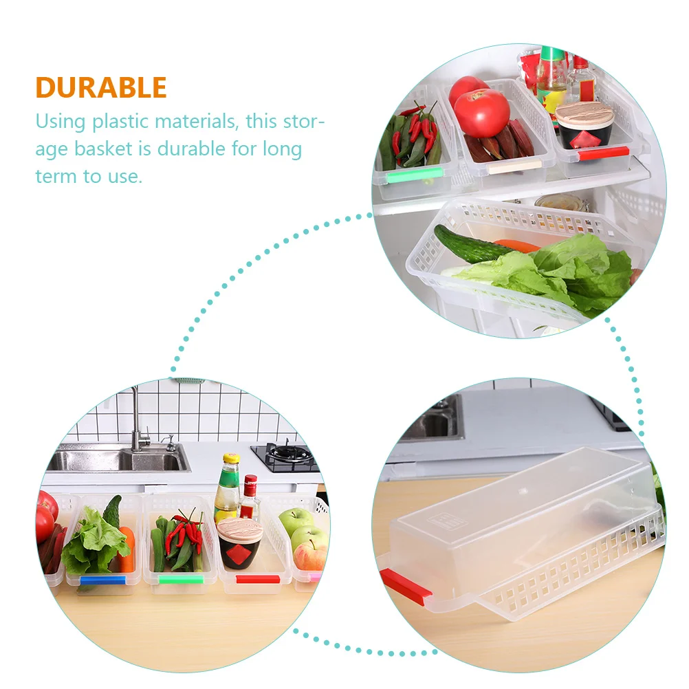 

6 pcs Drawer Storage Box Plastic Baskets for Kitchen Fruit Vegetable Organizer Lightweight Portable Storage Solution