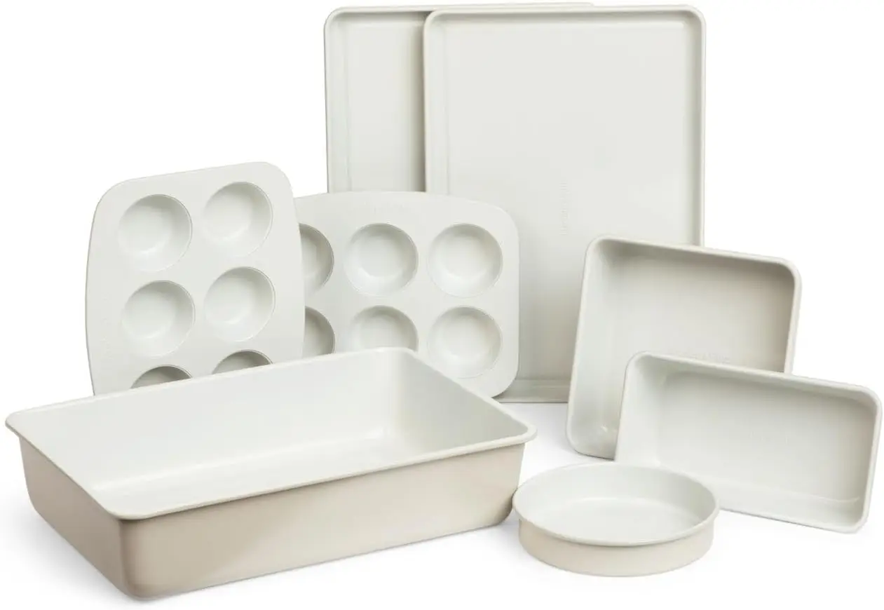 Set - PFAS/PFOA/PTFE Free, Heavy Duty Aluminized Steel with Ceramic Finish, Includes Sheet Pans, Loaf Pan