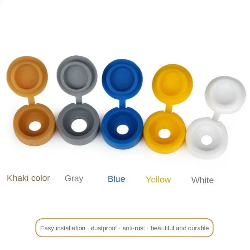 100pcs Thick Screws Decorative Caps Self-tapping Screws Protection Hole Plugs Furniture Plastic Integrated Screws Dust Cap Nuts