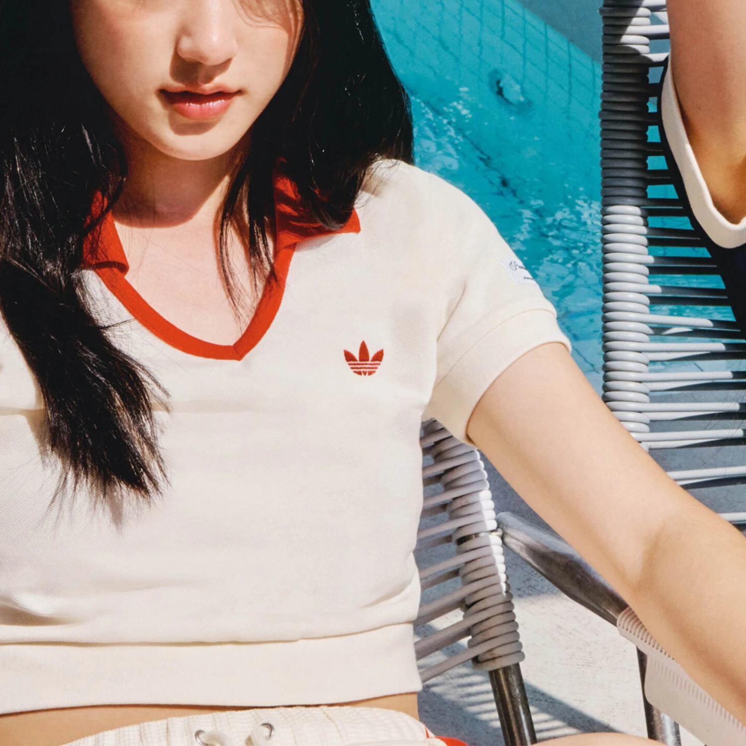 Adidas Authentic Three Leaves Women's Sports Casual Lapel Short Sleeve T-Shirt IN1082