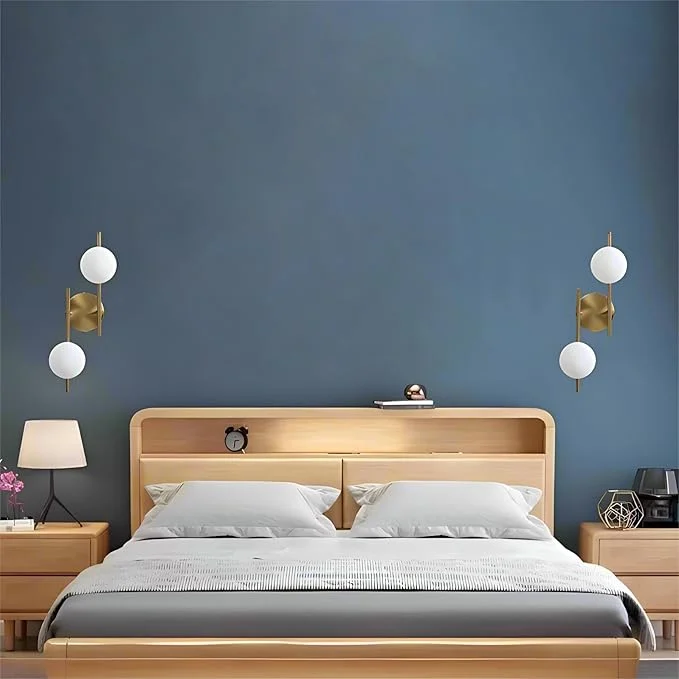 Modern Globe Wall Sconce 2 Light Bedroom Wall lamp Gold Wall Light Fixture for Living Room Kitchen Corridor Bathroom vanities Mi