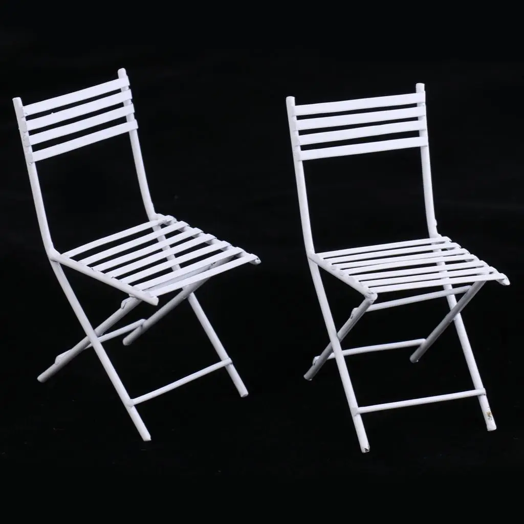 1:12th Metal White Table with 2 Chairs Dollhouse Miniature