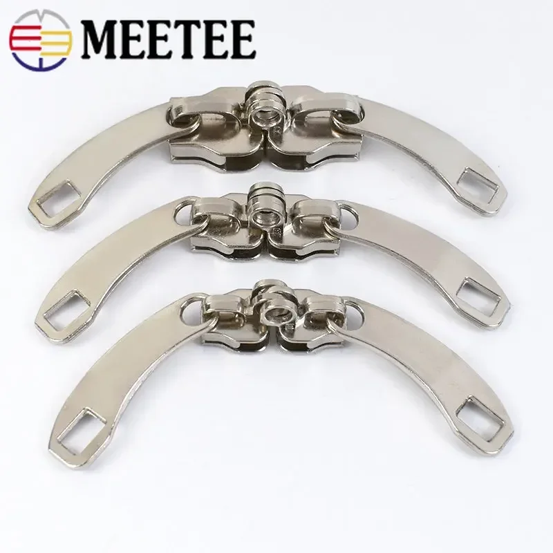 Meetee 2/5/10Pairs 5# 8# 10# Zipper Sliders for Nylon Zippers with Lock Hole Handbag Luggage Zip Head Sewing Puller Material