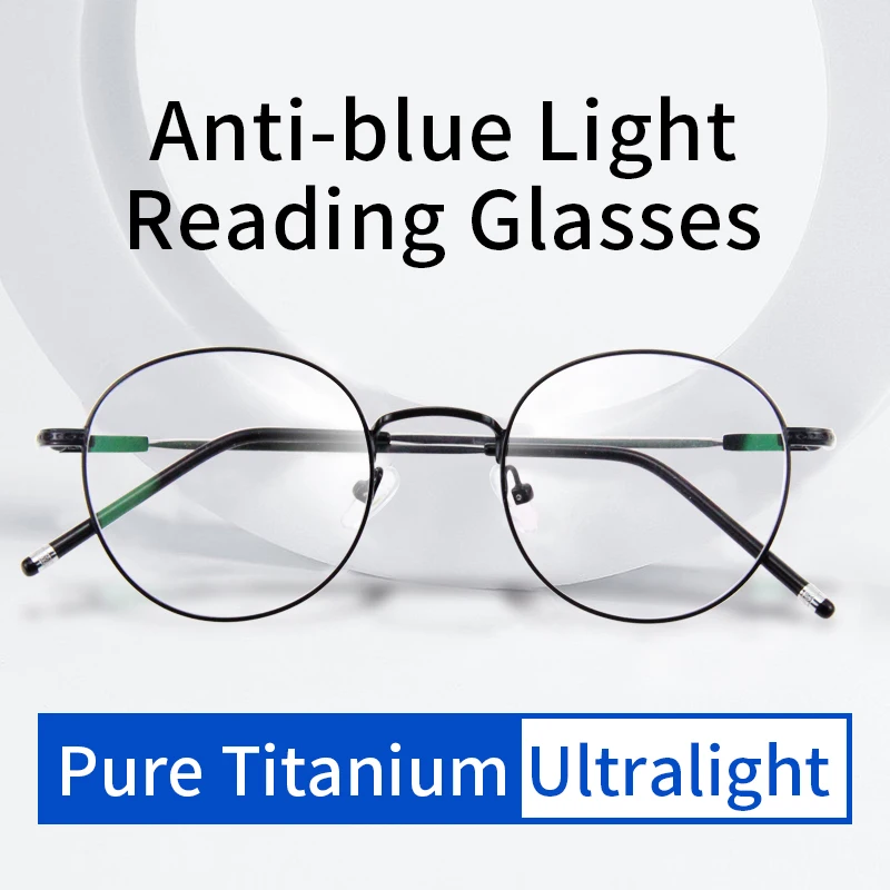 

Round Retro Reading Glasses Blue Light Blocking Presbyopic Eyeglasses,EMI Defending Coating Resin Lens CR39 for Men Women