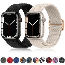 Bracelet Tressé artificiel astique Ajustable pour Apple Watch, 44mm 40mm 45mm 41mm 49mm 38mm 42mm iWatch Série Ultra 8 7 6 3 SE